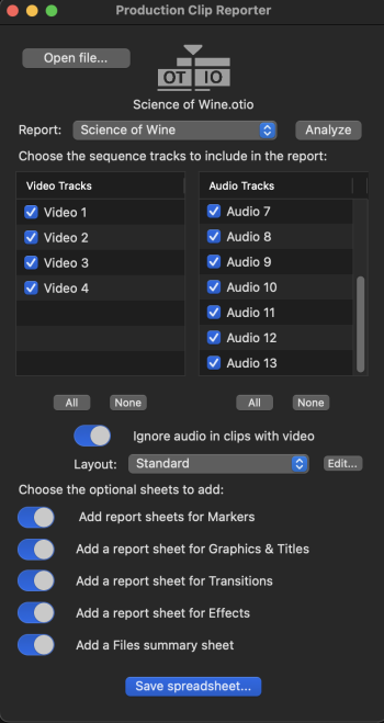 Production Clip Reporter Interface